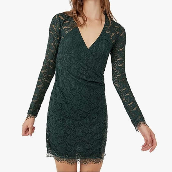 Free People Pearl Lace Mini Dress in Deepest Spruce size Medium Revolve $148 - Picture 2 of 11